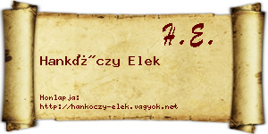 Hankóczy Elek névjegykártya